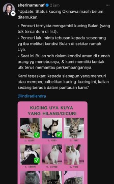 Sherina Munaf soal kucing Uya Kuya. [Instagram]